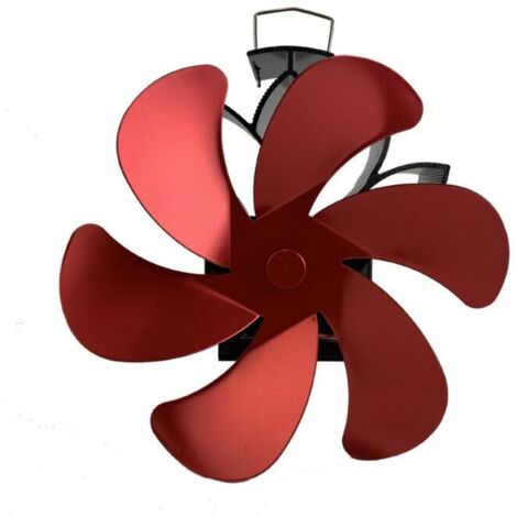 Ventilateur de poêle à bois – Ventilateur de cheminée à énergie thermique à 6 pales – Ventilateur silencieux pour poêle à bois/cheminée (rouge)
