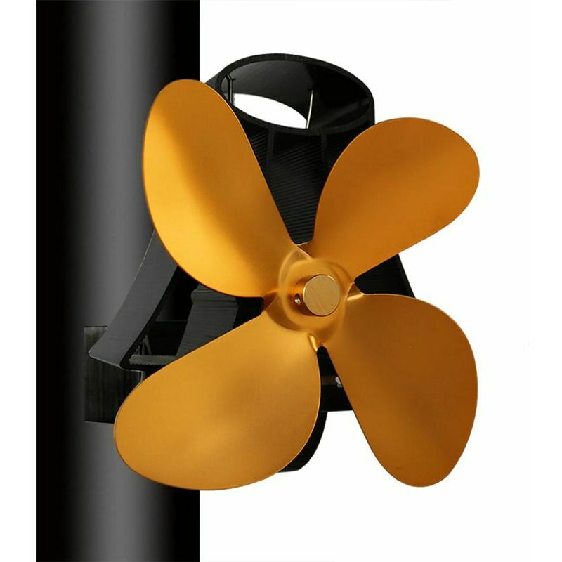 Ventilateur de poêle à bois ventilateur de poêle ventilateur soufflant ventilateur de poêle à bois or 4 pales Accessoire de cheminée et poêle