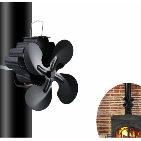 Ventilateur de Poele a Bois,4 Lames Alimenté à la Chaleur Ventilateur Cheminee,pour Poêle à Bois/Cheminée/Gaz/Granulés/Bûches