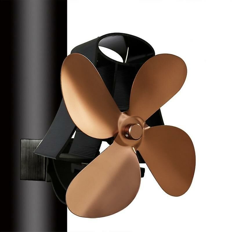 Xinuy - Ventilateur de poêle à chaleur à 4 lames fixé au mur - Économie de carburant pour foyer domestique (Bronze)