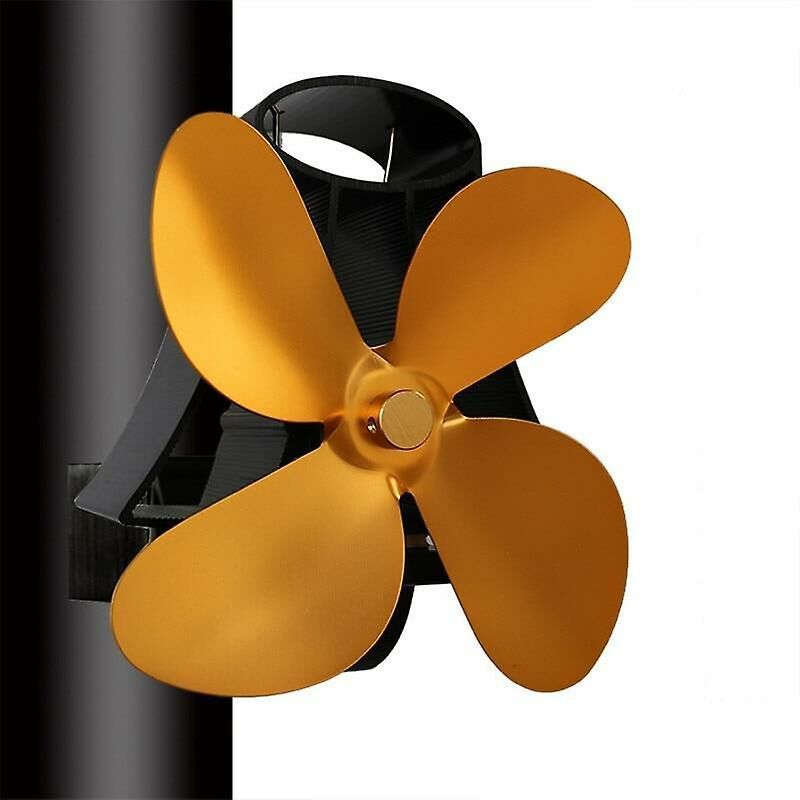 Xinuy - Ventilateur de poêle à chaleur à 4 lames fixé au mur - Économie de carburant pour foyer domestique (doré)