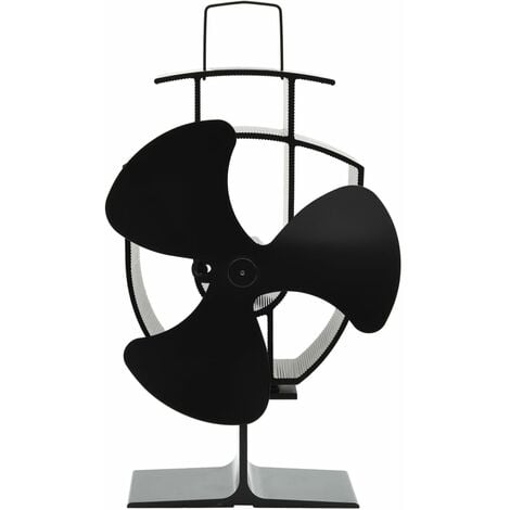 Ventilateur de poêle alimenté par chaleur 3 pales Noir