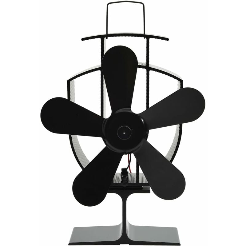 Ventilateur de poêle alimenté par chaleur 5 pales Noir