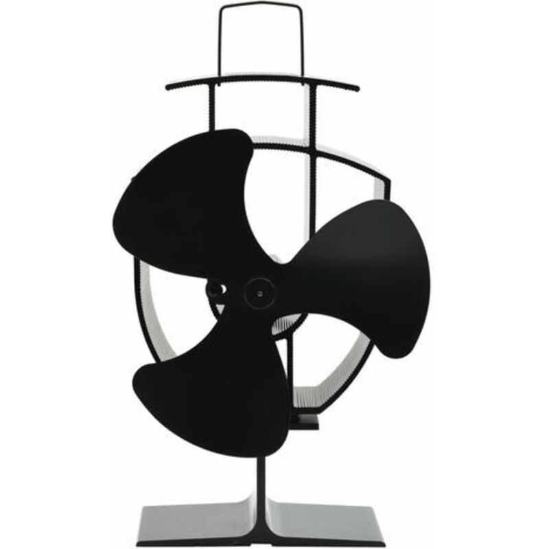 vidaXL Ofenventilator Wärmebetrieben 3 Blätter Schwarz