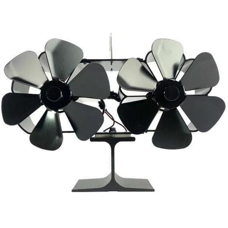 Ventilateur de poêle alimenté par la Chaleur à 12 pales, Ventilateur de cheminée à Double tête, brûleur à Bois, Ventilateur de Chaleur écologique Silencieux, distribution de Chaleur Efficace pour la