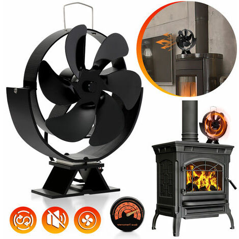 Pitt & Co.® Ventilateur de poêle pour poêle à bois Ventilateur de cheminée  Noir