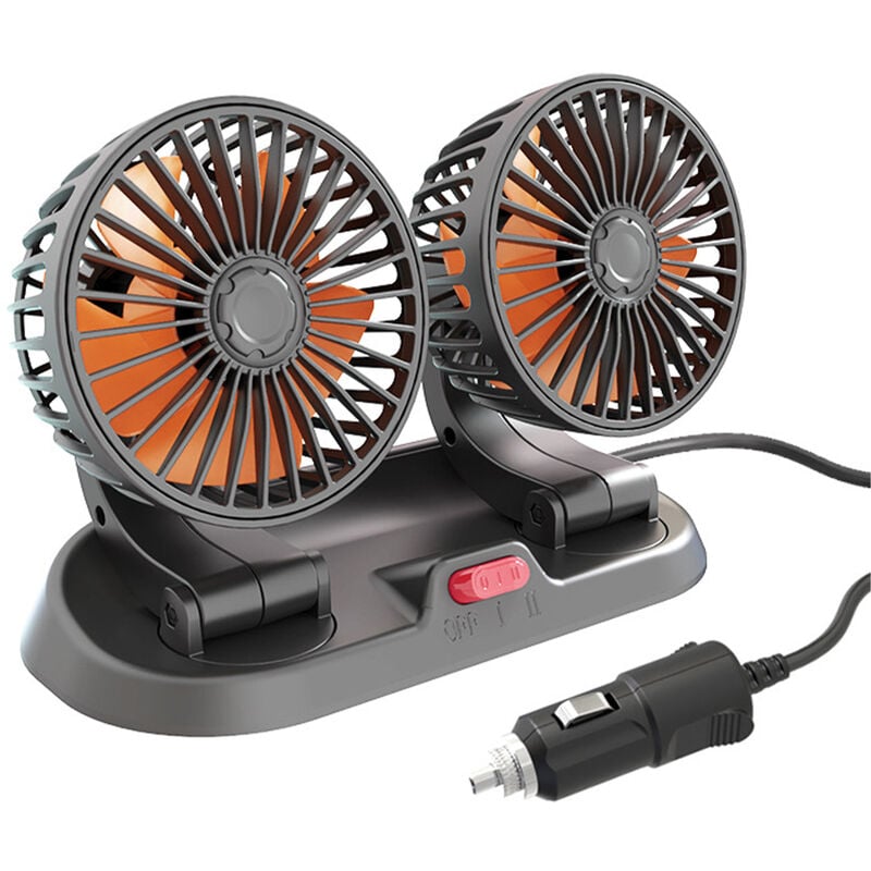 YB - Jeffergarden Ventilateur de refroidissement de voiture double tête connecteur allume-cigare réglable circulateur d'air multifonction pour