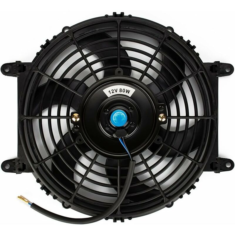 Ventilateur de refroidissement électrique universel - Ventilateur de radiateur 12 v - Pales de ventilateur moteur - 80W - Kit de montage (23cm)