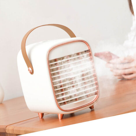 Ventilateur de refroidissement pour climatiseur, refroidisseur par évaporation USB silencieux avec sangle de transport Portable pour la maison, le bureau et la voiture, blanc