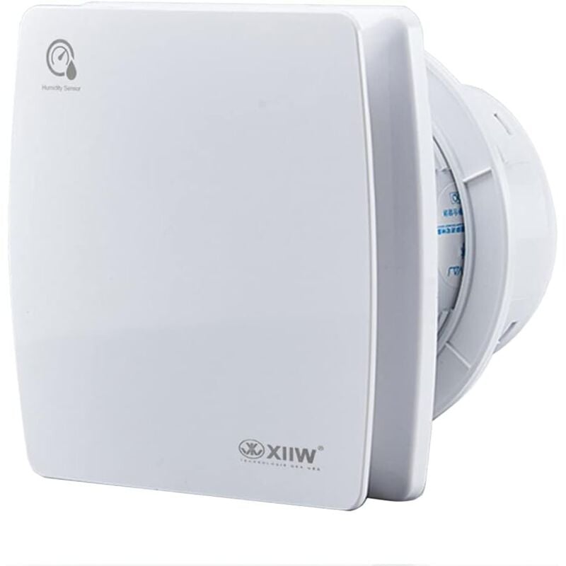 Ventilateur de salle de bain 100 mm avec capteur d'humidité - Temps de fonctionnement réglable - Avec minuterie - Silencieux - Avec clapet