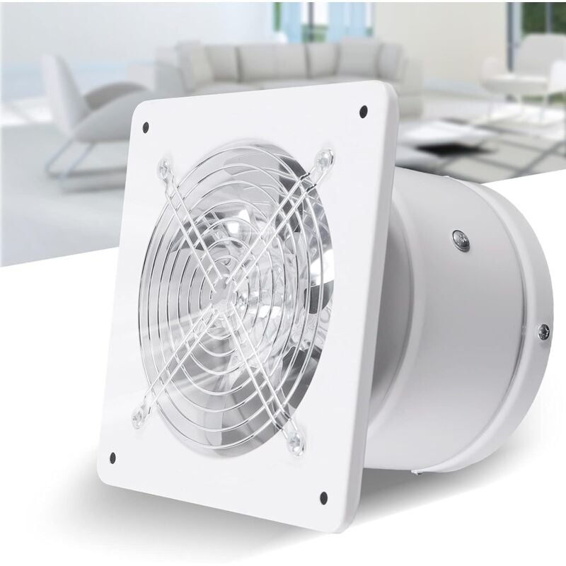 Ventilateur De Salle De Bain, Ventilateur Mural 150 Mm Ventilateur Axial 40 w 220㎡/h Ventilateur Intégré Silencieux Pour Cuisine Salle De Bain (Blanc)