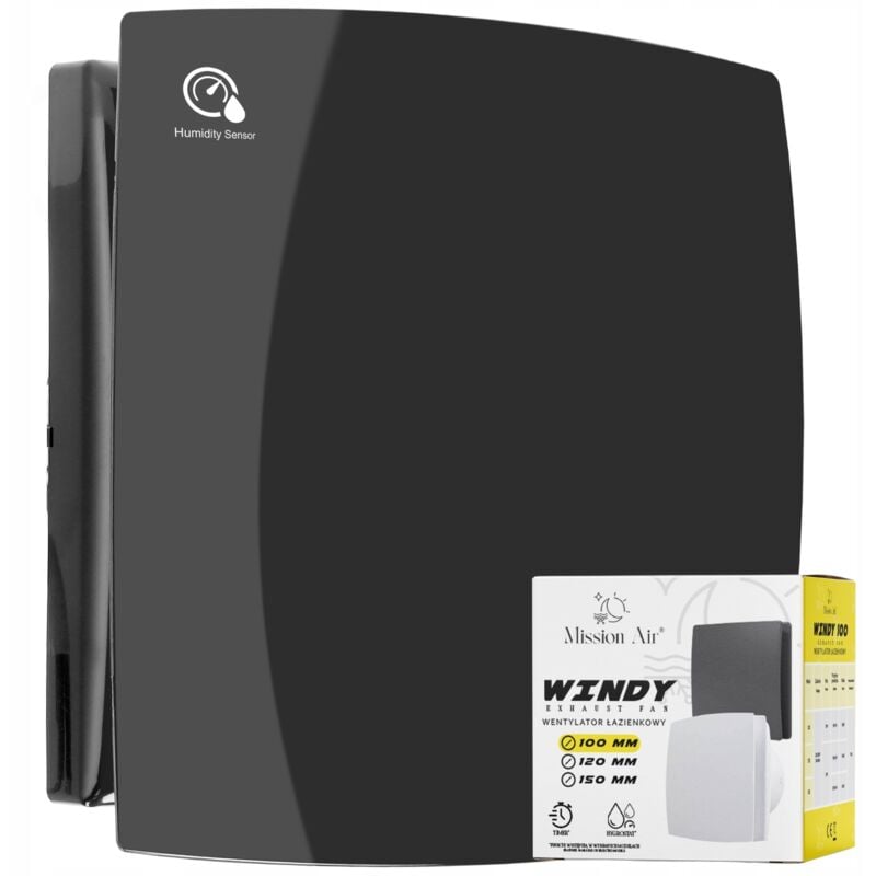 Ventilateur de salle de bain WINDY 100 H+T, NOIR