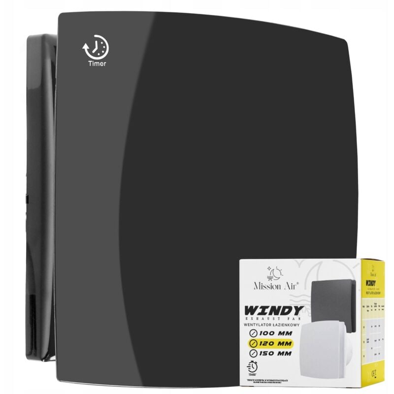 Ventilateur de salle de bain WINDY 120 T, NOIR