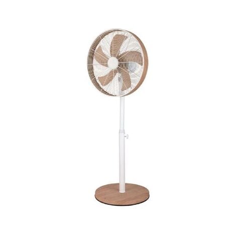 FABRILAMP Ventilateur de Sol Alcañiz Blanc/Hêtre 50W Oscillant