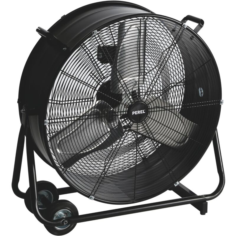 Perel - Ventilateur à tambour de sol ø 60 cm, gros ventilateur puissant industriel, brasseur d'air, refroidisseur d'air, 2 vitesses, métal, noir,