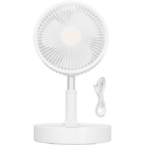 Ventilateur de Sol Rétractable 4 Vitesses USB Rechargeable 3600mAh - Réglable en Hauteur, Pliable pour Bureau, 45dB Silencieux