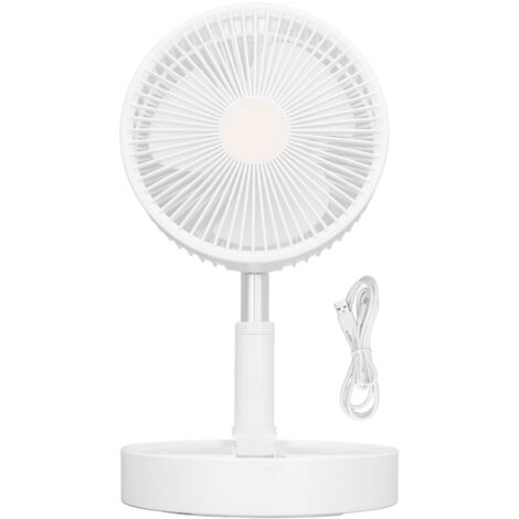 Ventilateur de Sol Rétractable USB 4 Vitesses - Rechargeable 7200mAh - Silencieux 45dB - Réglable en Hauteur - Pour Bureau et Table
