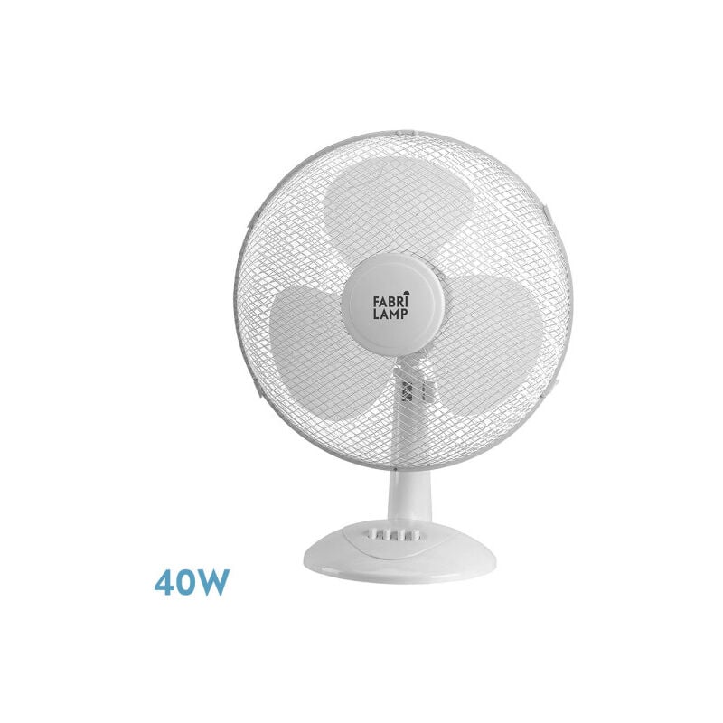 Fabrilamp - Ventilateur de table cape large white 3 vitesses 40w oscillant 3 pales blanc 53x43x25 cm