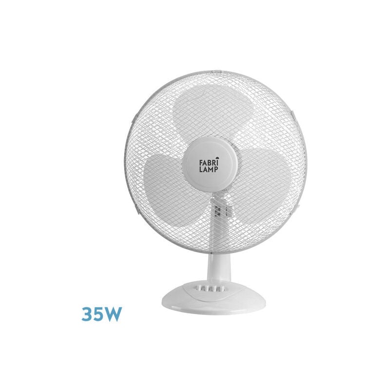 Fabrilamp - Ventilateur de table Cape medium white 3vel 35w oscillant 3 pales blanc 47,5x34x20cm