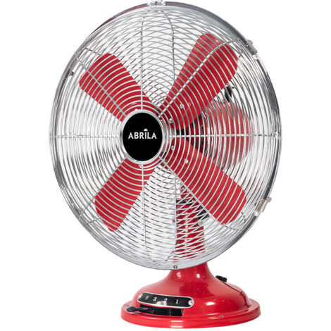 Ventilateur de table capitolio rouge/chrome 37w 3 vitesses 4asp fixe et rotatif 42x35x27cm