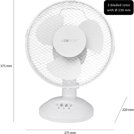 Ventilateur de table CLATRONIC VL3601 30W D23cm Blanc