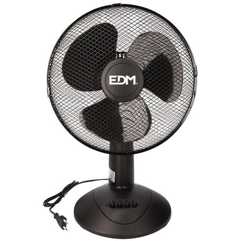 EDM - Ventilateur De Table Noir Puissance: 45w Palmes: Ø30x51cm