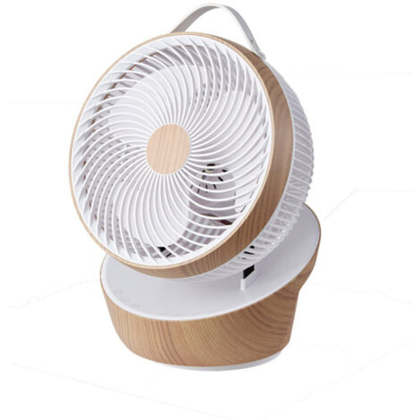 Ventilateur de table DC "Robin", réglable avec télécommande (25W, 12 vitesses), couleur blanc et bois