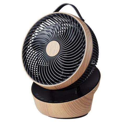 Ventilateur de table DC "Robin", réglable avec télécommande (25W, 12 vitesses), couleur noir et bois