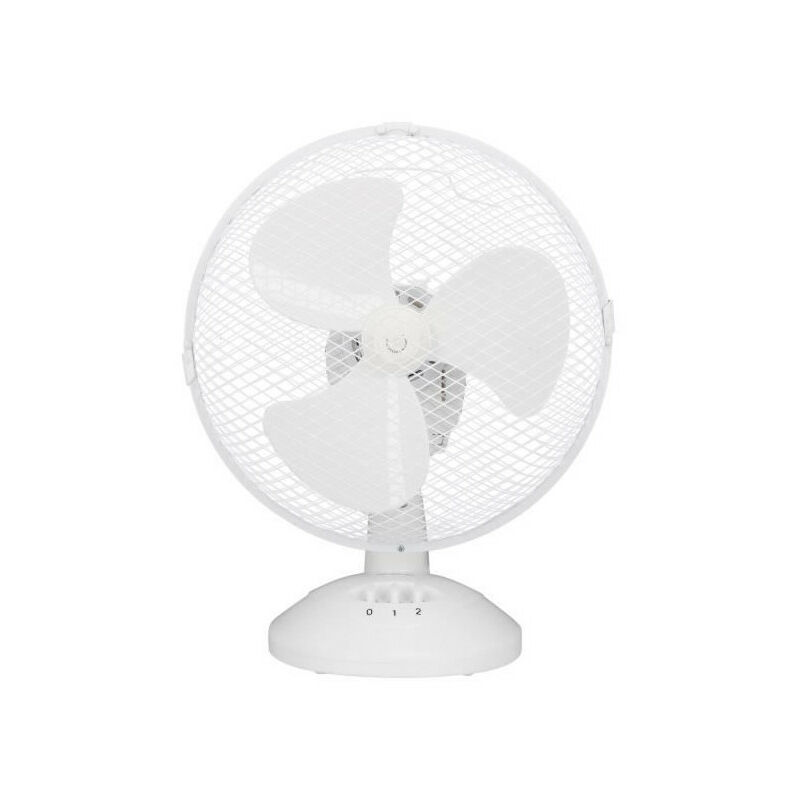 Ventilateur de table OCEANIC - 30W - Diametre 23 cm - 2 vitesses - Oscillant - Blanc