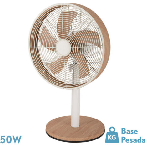 Ventilateur de table oscillant 45 W Alcañiz blanc/hêtre
