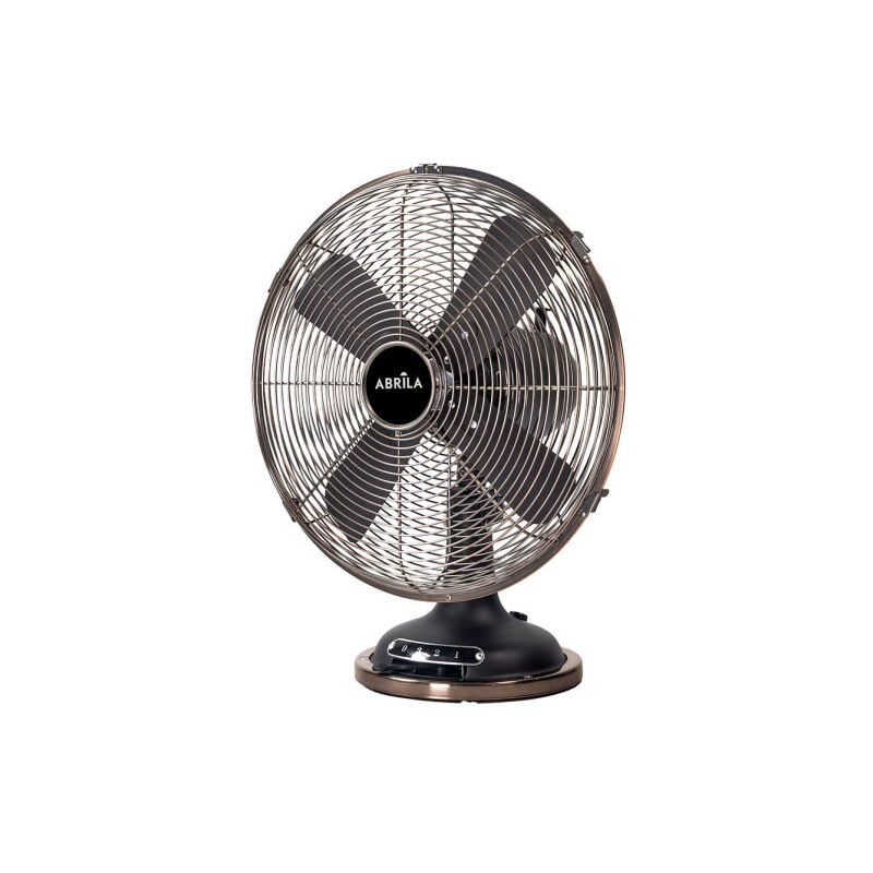 Fabrilamp - ventilateur de bureau capitol noir/cuivre 37w 3 vitesses 4asp fixe et rotatif 42x35x27cm