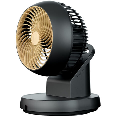 Ventilateur de table oscillant et réglable "Urbel" avec télécommande (moteur AC 30W, 4 vitesses), couleur noir et hêtre