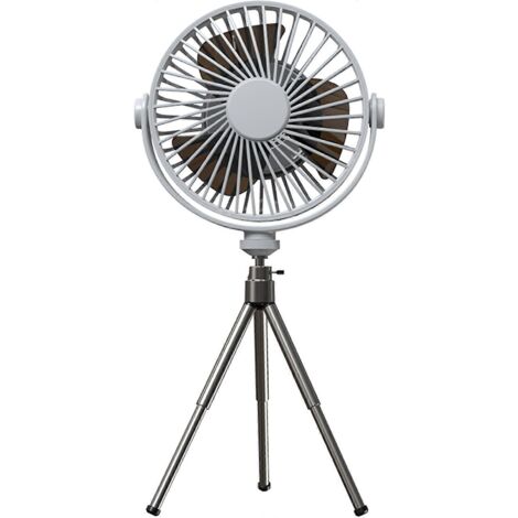 Ventilateur de table portable avec télécommande, lampe LED et trépied pour les vacances