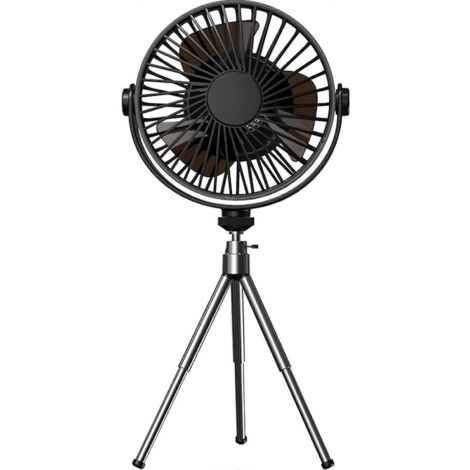 Ventilateur de table portable avec télécommande, lampe LED et trépied pour les vacances
