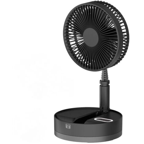 Ventilateur de table portable pliable et rétractable, USB 10 800 mAh, avec télécommande et veilleuse LED, noir