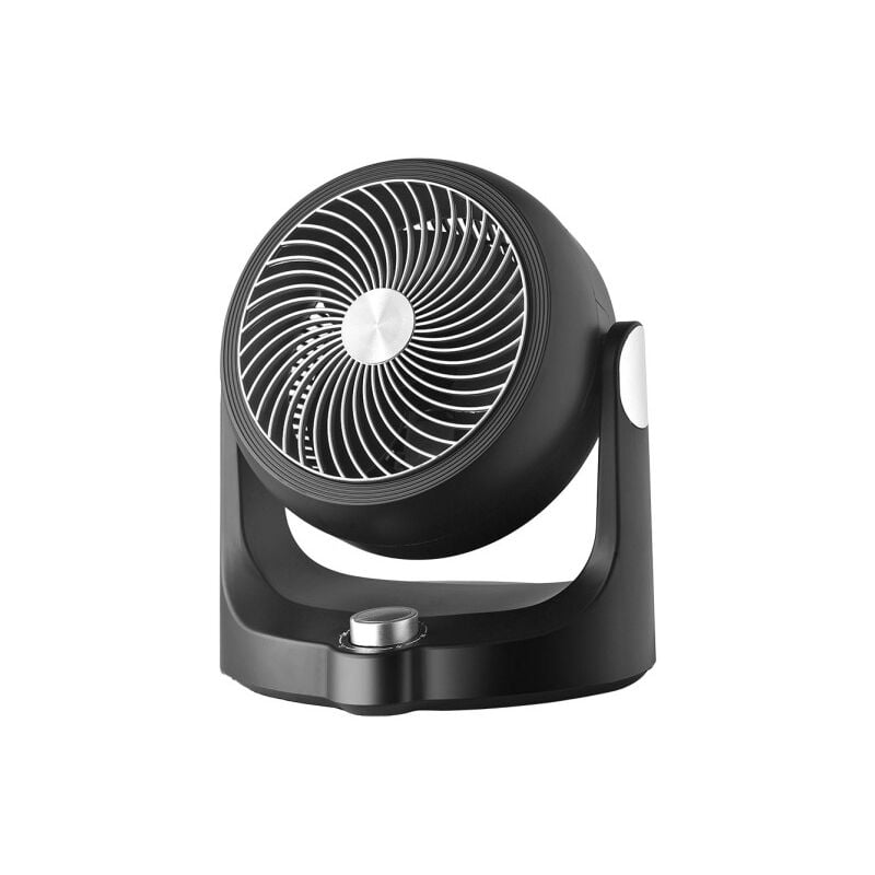 Fabrilamp - Ventilateur de bureau Cartago Noir/Argent 40w 3 vitesses 3 niveaux Fixe & Rotatif Réglable 28,3x25,7x19cm