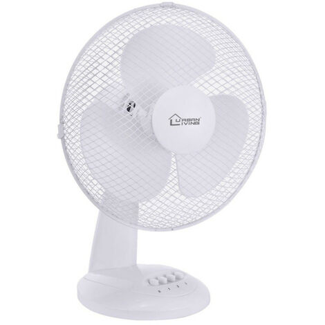 Ventilateur de table URBAN LIVING D30cm 40W 3 vitesses Blanc