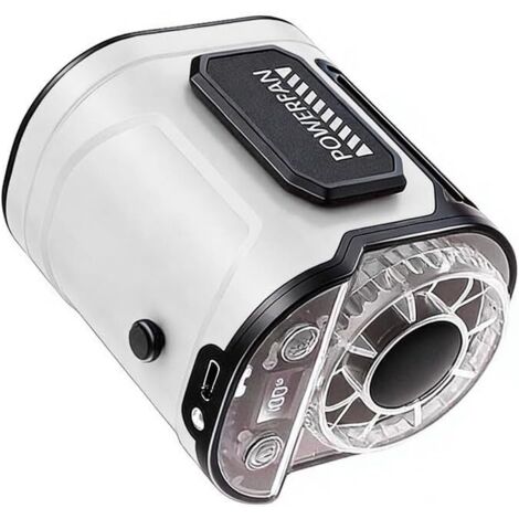 Ventilateur de taille mains libres, 5 réglages de vitesse, refroidisseur personnel portable avec clip tour de cou, batterie rechargeable 3600 mAh pour travail en plein air (blanc)