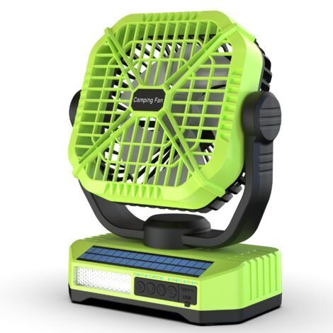 Ventilateur de tente d'extérieur, batterie au lithium ultra-longue durée, ventilateur de camping portable, charge solaire 8000 mAh