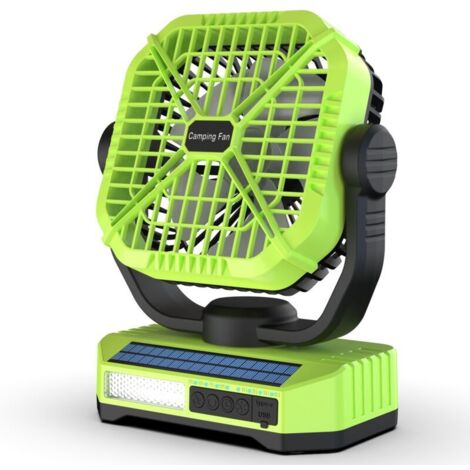 Ventilateur de tente d'extérieur, batterie au lithium ultra-longue durée, ventilateur de camping portable, charge solaire 8000 mAh