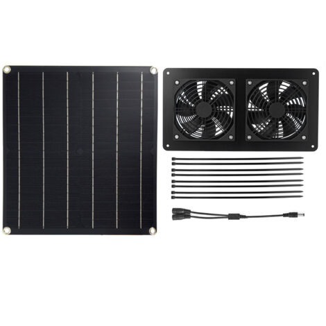 Ventilateur de ventilation pour cages pour animaux de compagnie 2  Panneau solaire DC 12V à haute efficacité 3W avec cable de 3 mètres ON / OFF 20W 2FAN12