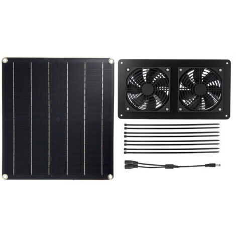 Ventilateur de ventilation pour cages pour animaux de compagnie 2 Panneau solaire DC 12V à haute efficacité 3W avec cable de 3 mètres ON / OFF 20W 2FAN12