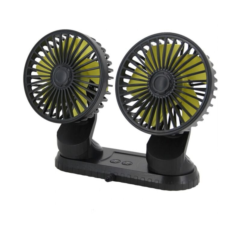 Ventilateur de voiture d'été 10W, alimenté par usb, multi-angle rotatif, double tête, 3 vitesses, abs, accessoires de refroidissement de voiture