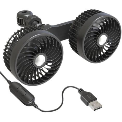 Ventilateur de voiture double tête (1 pièce) avec 5 pales, rotation à 360 degrés et volume d'air extra élevé - Restez au frais et à l'aise sur la route 