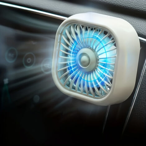 Ventilateur de voiture portable avec alimentation USB, lumière ambiante à dégradé de couleurs, universel pour bouches d'aération avant et arrière