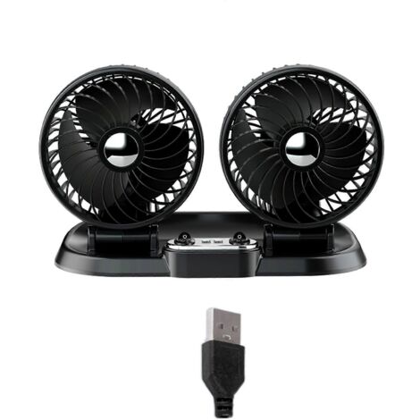Ventilateur de voiture Simple 360° USB 5V 12V 24V Double pour tête avec 2 ports USB - Version 5V -