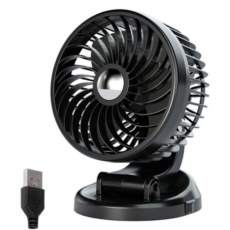 Ventilateur de voiture USB 5V 12V 24V rotatif à 360° pour berline, fourgonnette et camion - USB5V