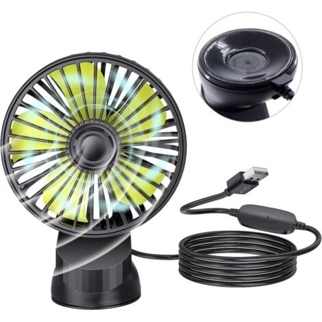 Ventilateur de voiture USB avec ventouse, 1 pièce 5 V 1 A USB Ventouse Ventilateur électrique portable Ventilateur de bureau avec 3 vitesses pour tableau de bord de voiture Fenêtre Bureau à domicile