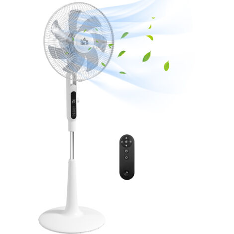 Ventilateur debout avec télécommande oscillante 28 vitesses 3 modes Minuterie et fonction anti-moustiques Blanc
