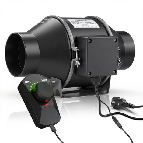 Ventilateur d’extraction 100 mm 360 m³/h, EC-Moteur 35 W 3000 RPM, avec Variateur de Fréquence, 35-53 dB Extracteur Aérateur de Gaine, Extracteur d’air pour Cuisine et Garage Tentes de Culture